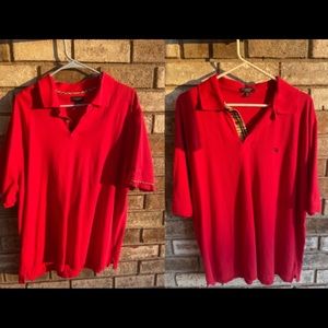 2 Burberry Men’s Nova Check Red Collared Polos